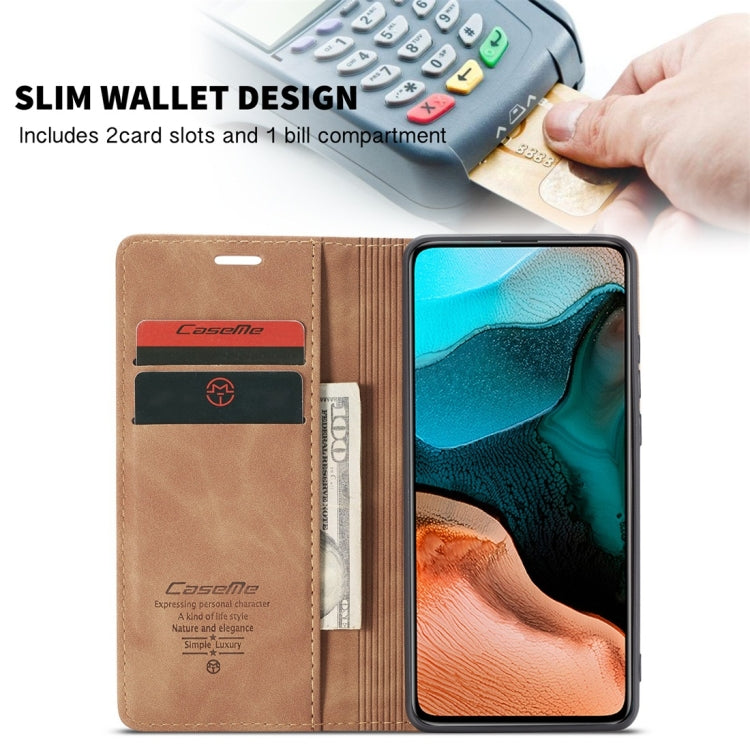 For Xiaomi Redmi K30 Pro CaseMe-013 Multifunctional Horizontal Flip Leather Case with Card Slot & Holder & Wallet(Brown)