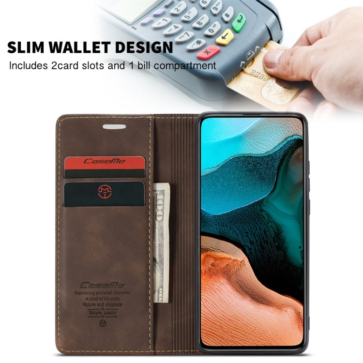For Xiaomi Redmi K30 Pro CaseMe-013 Multifunctional Horizontal Flip Leather Case with Card Slot & Holder & Wallet(Coffee)
