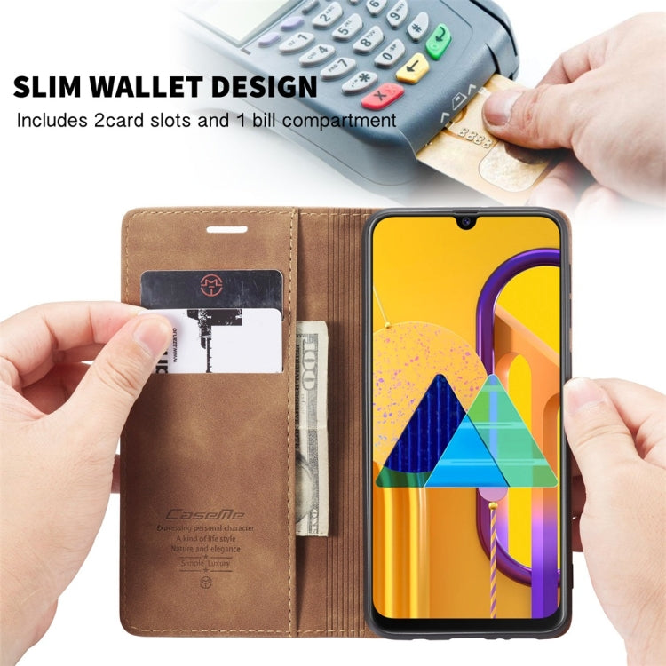 For Galaxy M30S / M21 CaseMe-013 Multifunctional Horizontal Flip Leather Case with Card Slot & Holder & Wallet(Brown)