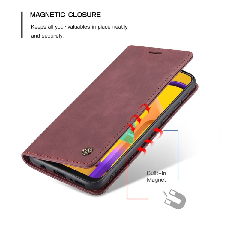 For Galaxy M30S / M21 CaseMe-013 Multifunctional Horizontal Flip Leather Case with Card Slot & Holder & Wallet(Wine Red)
