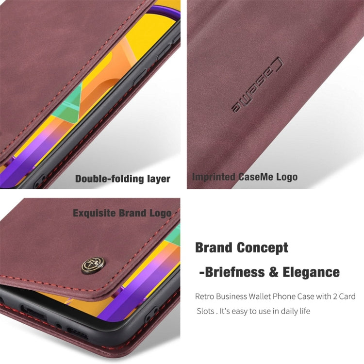 For Galaxy M30S / M21 CaseMe-013 Multifunctional Horizontal Flip Leather Case with Card Slot & Holder & Wallet(Wine Red)