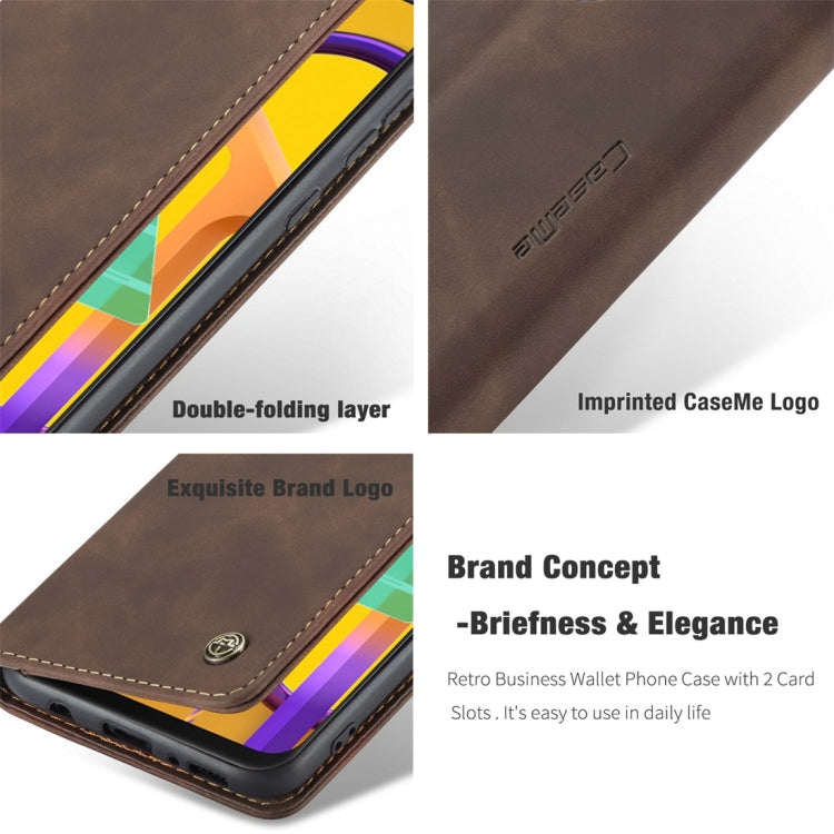 For Galaxy M30S / M21 CaseMe-013 Multifunctional Horizontal Flip Leather Case with Card Slot & Holder & Wallet(Coffee) - Galaxy Phone Cases by CaseMe | Online Shopping South Africa | PMC TechLife | Buy Now Pay Later Mobicred