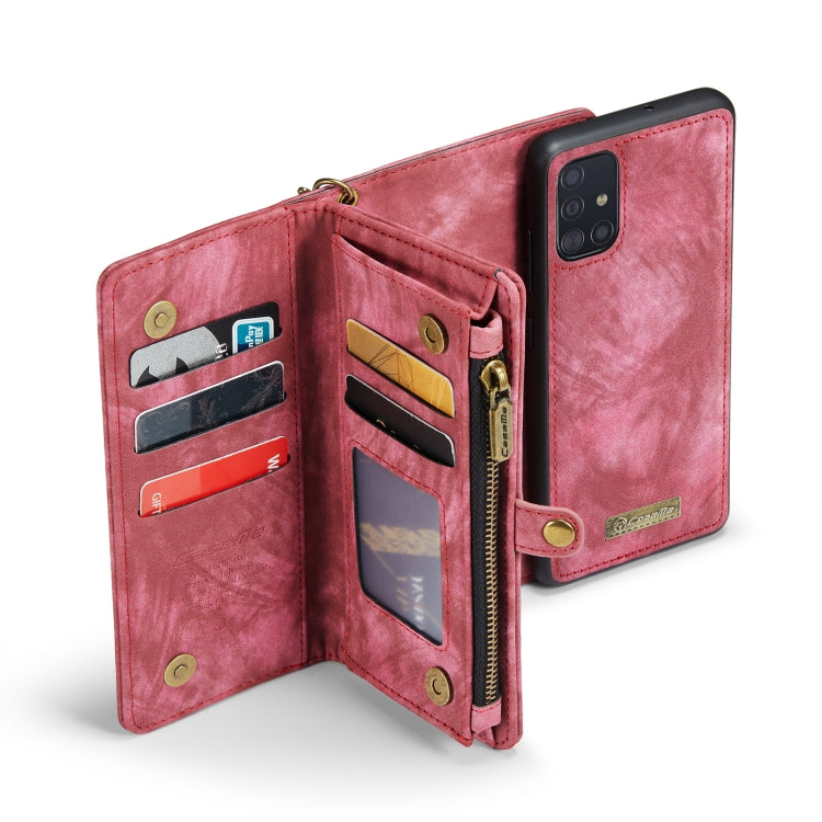 For Samsung Galaxy A51 CaseMe-008 Detachable Multifunctional Flip Leather Phone Case(Red)