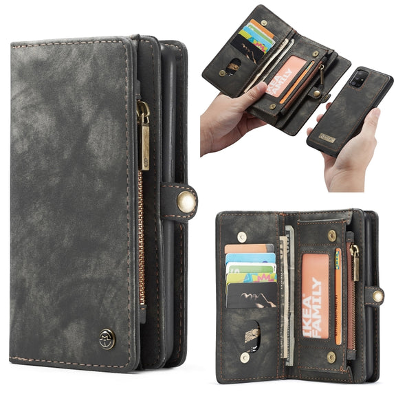 For Galaxy A71 CaseMe Detachable Multifunctional Horizontal Flip Leather Case, with Card Slot & Holder & Zipper Wallet & Photo Frame(Black)