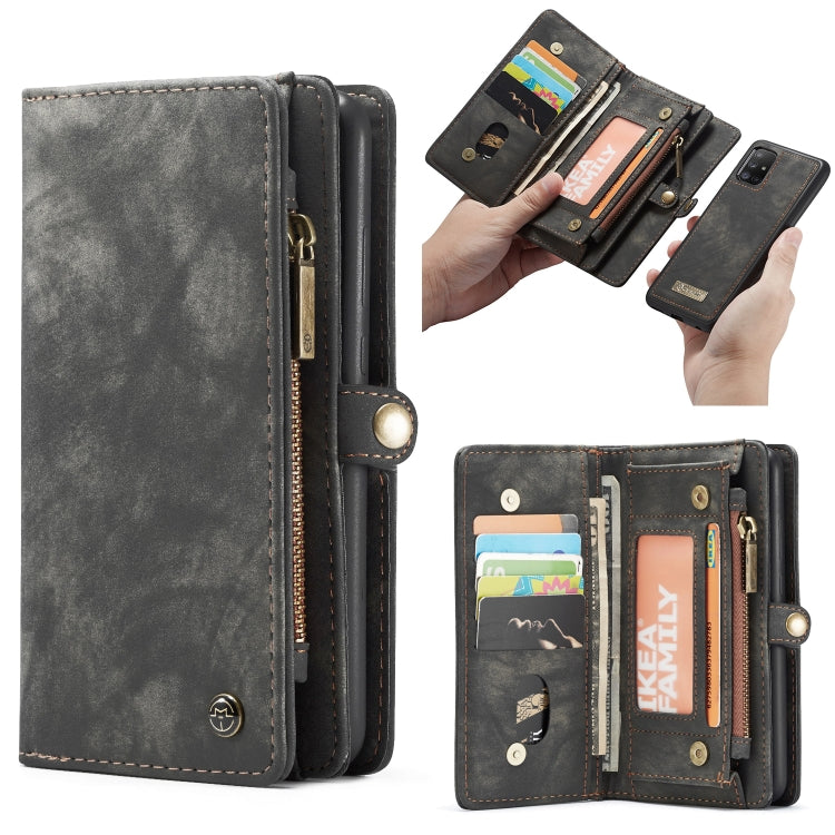 For Galaxy A71 CaseMe Detachable Multifunctional Horizontal Flip Leather Case, with Card Slot & Holder & Zipper Wallet & Photo Frame(Black)