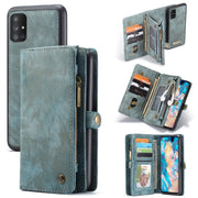 For Galaxy A71 CaseMe Detachable Multifunctional Horizontal Flip Leather Case, with Card Slot & Holder & Zipper Wallet & Photo Frame(Blue)