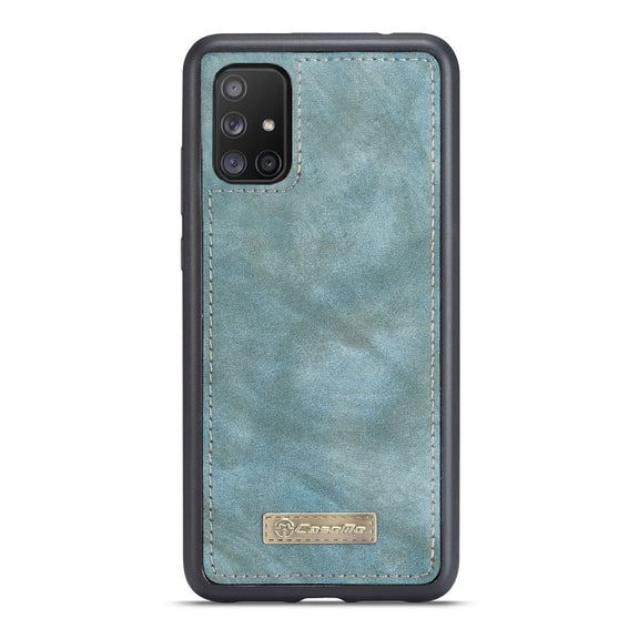 For Galaxy A71 CaseMe Detachable Multifunctional Horizontal Flip Leather Case, with Card Slot & Holder & Zipper Wallet & Photo Frame(Blue)