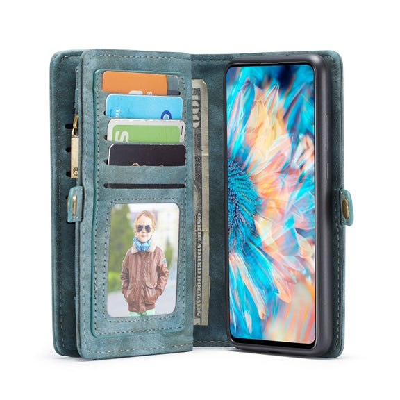 For Galaxy A71 CaseMe Detachable Multifunctional Horizontal Flip Leather Case, with Card Slot & Holder & Zipper Wallet & Photo Frame(Blue)