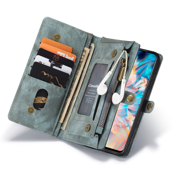 For Galaxy A71 CaseMe Detachable Multifunctional Horizontal Flip Leather Case, with Card Slot & Holder & Zipper Wallet & Photo Frame(Blue)