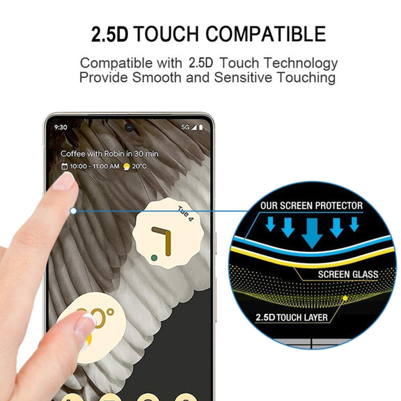 For Google Pixel 7 Pro 2pcs Full Glue Tempered Glass Full Film with 2pcs Aluminum Lens Film Set