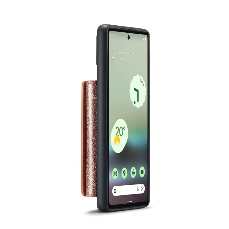 For Google Pixel 6a DG.MING M3 Series Glitter Powder Card Bag Leather Case(Rose Gold) - Google Cases by DG.MING | Online Shopping South Africa | PMC TechLife | Buy Now Pay Later Mobicred