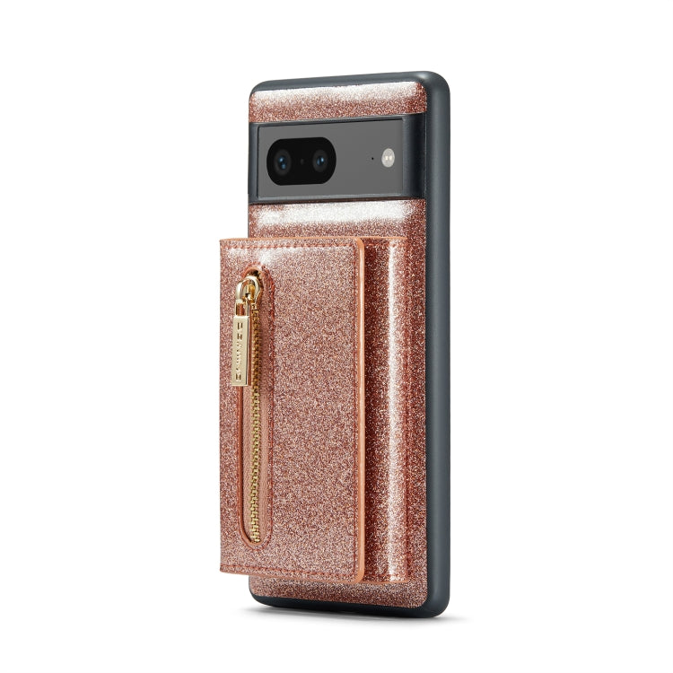 For Google Pixel 7 DG.MING M3 Series Glitter Powder Card Bag Leather Case(Rose Gold) - free shipping - PMC TechLife - Order now!