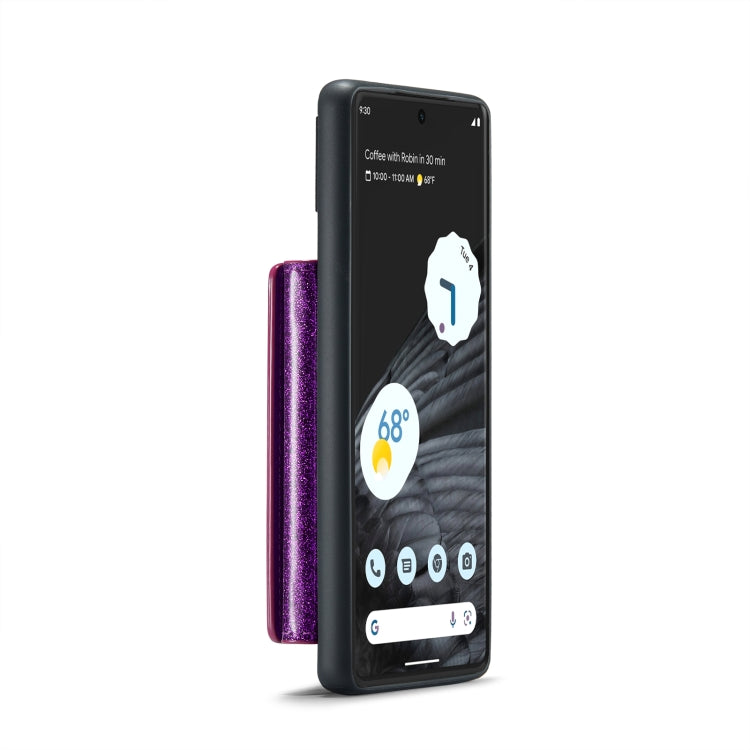 For Google Pixel 7 Pro DG.MING M3 Series Glitter Powder Card Bag Leather Case(Dark Purple) - Google Cases by DG.MING | Online Shopping South Africa | PMC TechLife | Buy Now Pay Later Mobicred