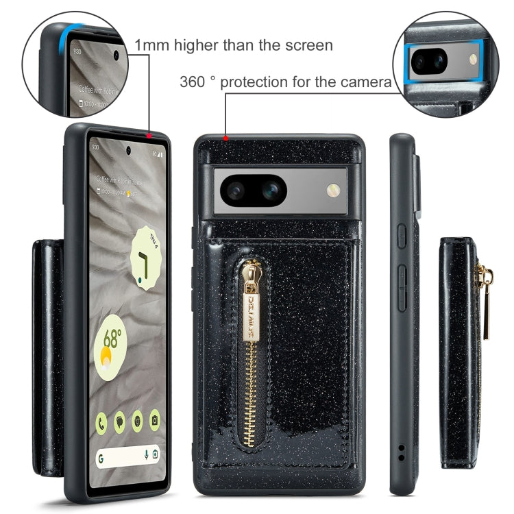 For Google Pixel 7A DG.MING M3 Series Glitter Powder Card Bag Leather Case(Black) - free shipping - PMC TechLife - Order now!