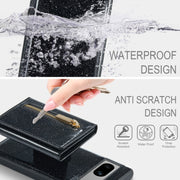 For Google Pixel 7A DG.MING M3 Series Glitter Powder Card Bag Leather Case(Black)