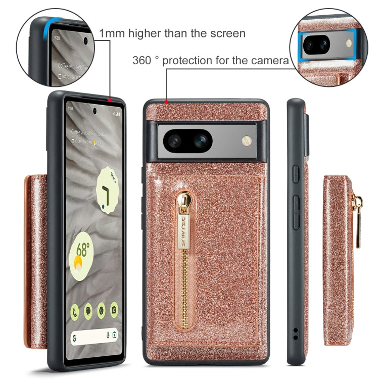 For Google Pixel 7A DG.MING M3 Series Glitter Powder Card Bag Leather Case(Rose Gold) - free shipping - PMC TechLife - Order now!
