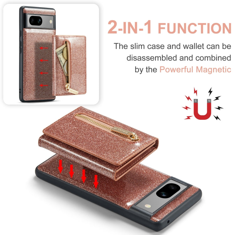 For Google Pixel 7A DG.MING M3 Series Glitter Powder Card Bag Leather Case(Rose Gold) - free shipping - PMC TechLife - Order now!