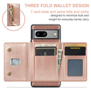 For Google Pixel 7A DG.MING M3 Series Glitter Powder Card Bag Leather Case(Rose Gold)
