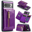 For Google Pixel 8 Pro DG.MING M3 Series Glitter Powder Card Bag Leather Case(Dark Purple) - Google Cases by DG.MING | Online Shopping South Africa | PMC TechLife | Buy Now Pay Later Mobicred