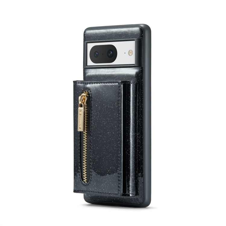 For Google Pixel 8 DG.MING M3 Series Glitter Powder Card Bag Leather Case(Black) - Google Cases by DG.MING | Online Shopping South Africa | PMC TechLife | Buy Now Pay Later Mobicred