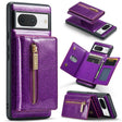 For Google Pixel 8 DG.MING M3 Series Glitter Powder Card Bag Leather Case(Dark Purple) - Google Cases by DG.MING | Online Shopping South Africa | PMC TechLife | Buy Now Pay Later Mobicred