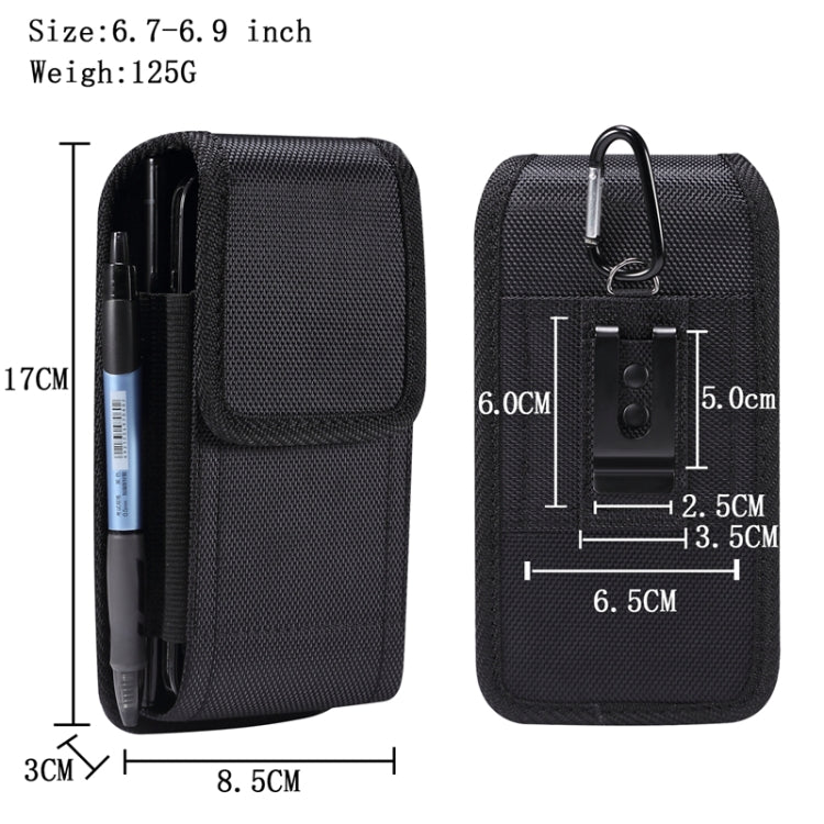For 6.5-6.9 inch Smartphones Vertical Double Grid Oxford Cloth Phone Case(Black) - Cloth Bag by PMC Jewellery | Online Shopping South Africa | PMC Jewellery | Buy Now Pay Later Mobicred