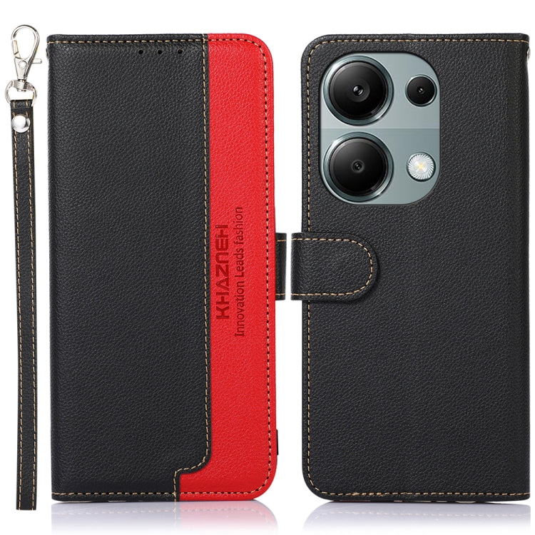 For Xiaomi Redmi Note 13 4G KHAZNEH Litchi Texture Leather RFID Phone Case(Black) - Note 13 Cases by PMC TechLife | Online Shopping South Africa | PMC TechLife | Buy Now Pay Later Mobicred