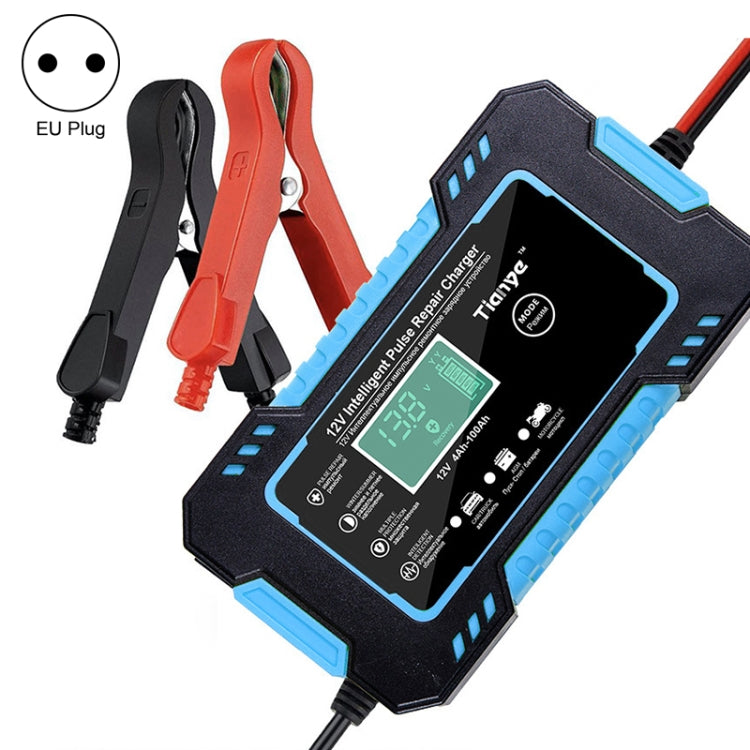 Motorcycle / Car Battery Smart Charger with LCD Creen, Plug Type:EU Plug(Blue) - Battery Charger by PMC TechLife | Online Shopping South Africa | PMC TechLife | Buy Now Pay Later Mobicred