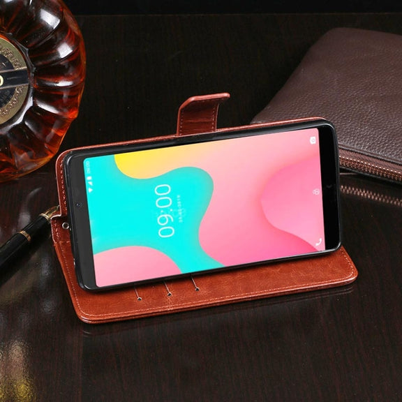 For Wiko Y60 idewei Crazy Horse Texture Horizontal Flip Leather Case with Holder & Card Slots & Wallet(Sky Blue)