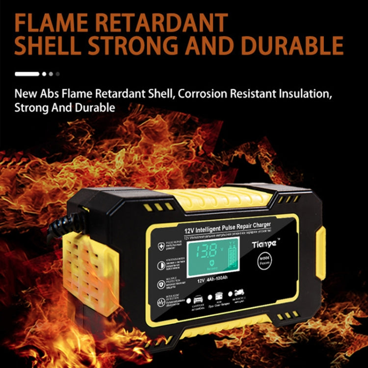 Motorcycle / Car Battery Smart Charger with LCD Creen, Plug Type:US Plug(Yellow) - Battery Charger by PMC TechLife | Online Shopping South Africa | PMC TechLife | Buy Now Pay Later Mobicred