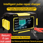 Motorcycle / Car Battery Smart Charger with LCD Creen, Plug Type:AU Plug(Yellow)