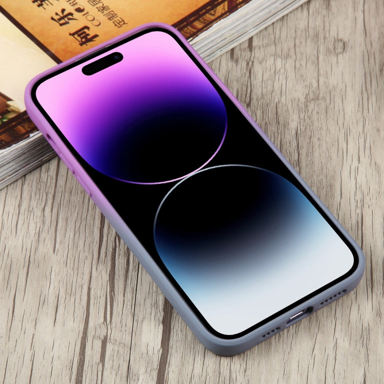 For iPhone 14 Pro Liquid TPU Silicone Gradient MagSafe Phone Case(Purple)