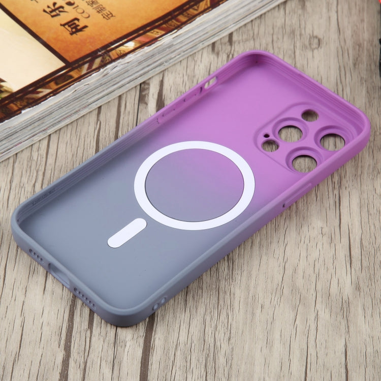 For iPhone 14 Pro Liquid TPU Silicone Gradient MagSafe Phone Case(Purple)
