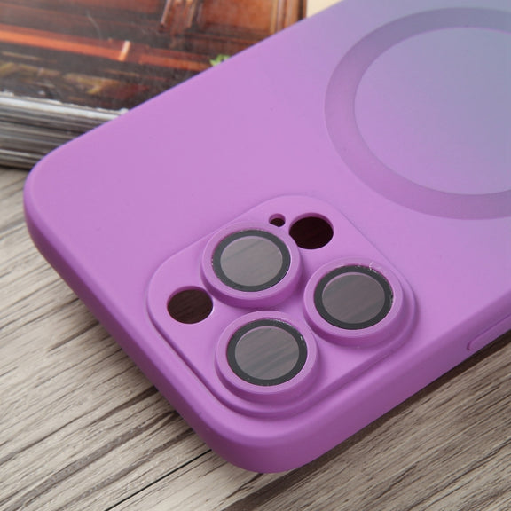 For iPhone 11 Liquid TPU Silicone Gradient MagSafe Phone Case(Purple)