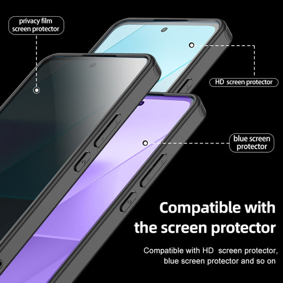 For Xiaomi Redmi Note 13 Pro Armor Clear TPU Hard PC Phone Case(Matte Black)