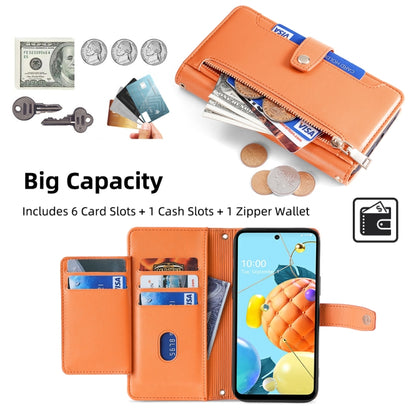 For LG K52 Sheep Texture Cross-body Zipper Wallet Leather Phone Case(Orange) - LG by PMC Jewellery | Online Shopping South Africa | PMC Jewellery | Buy Now Pay Later Mobicred