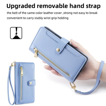 For LG K52 Sheep Texture Cross-body Zipper Wallet Leather Phone Case(Blue) - LG by PMC Jewellery | Online Shopping South Africa | PMC Jewellery | Buy Now Pay Later Mobicred