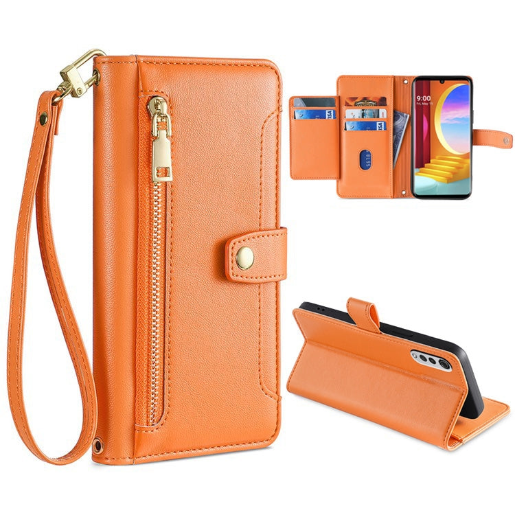 For LG Velvet Sheep Texture Cross-body Zipper Wallet Leather Phone Case(Orange) - LG by PMC TechLife | Online Shopping South Africa | PMC TechLife | Buy Now Pay Later Mobicred