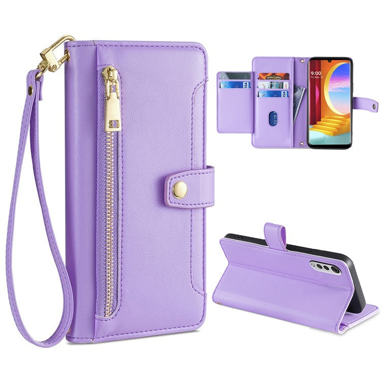 For LG Velvet Sheep Texture Cross-body Zipper Wallet Leather Phone Case(Purple) - LG by PMC TechLife | Online Shopping South Africa | PMC TechLife | Buy Now Pay Later Mobicred
