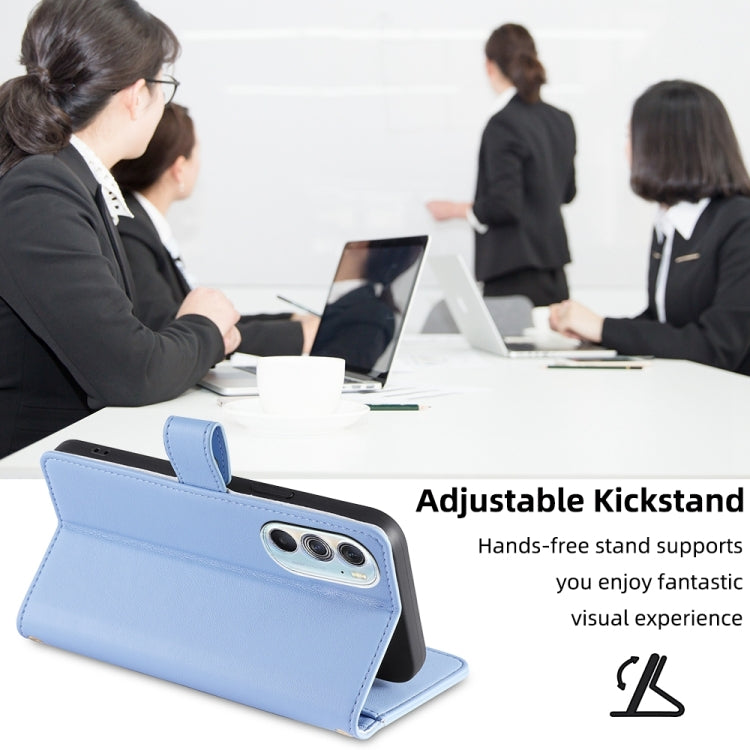 For Motorola Edge X30 Sheep Texture Cross-body Zipper Wallet Leather Phone Case(Blue) - Motorola Cases by PMC TechLife | Online Shopping South Africa | PMC TechLife | Buy Now Pay Later Mobicred