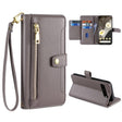 For Google Pixel 7 Pro Sheep Texture Cross-body Zipper Wallet Leather Phone Case(Grey) - Google Cases by PMC TechLife | Online Shopping South Africa | PMC TechLife | Buy Now Pay Later Mobicred