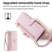 For ASUS Zenfone 9 / Zenfone 9Z Sheep Texture Cross-body Zipper Wallet Leather Phone Case(Pink)
