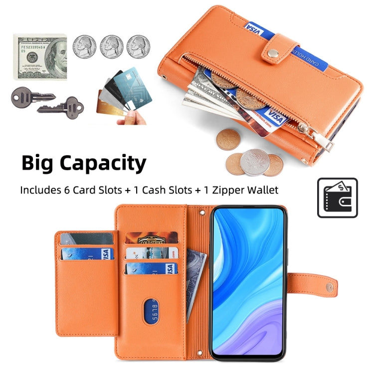 For Huawei P Smart Z / Enjoy 10 Plus Sheep Texture Cross-body Zipper Wallet Leather Phone Case(Orange) - Huawei Cases by PMC TechLife | Online Shopping South Africa | PMC TechLife | Buy Now Pay Later Mobicred