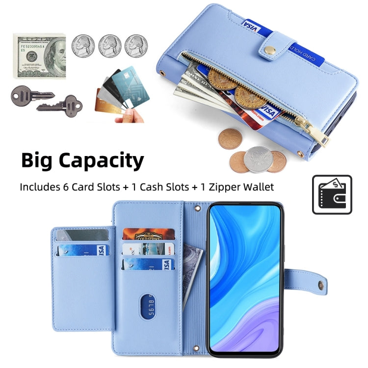 For Huawei P Smart Z / Enjoy 10 Plus Sheep Texture Cross-body Zipper Wallet Leather Phone Case(Blue) - Huawei Cases by PMC TechLife | Online Shopping South Africa | PMC TechLife | Buy Now Pay Later Mobicred