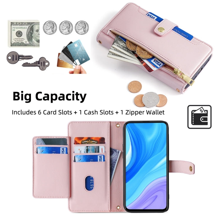 For Huawei P Smart Z / Enjoy 10 Plus Sheep Texture Cross-body Zipper Wallet Leather Phone Case(Pink)