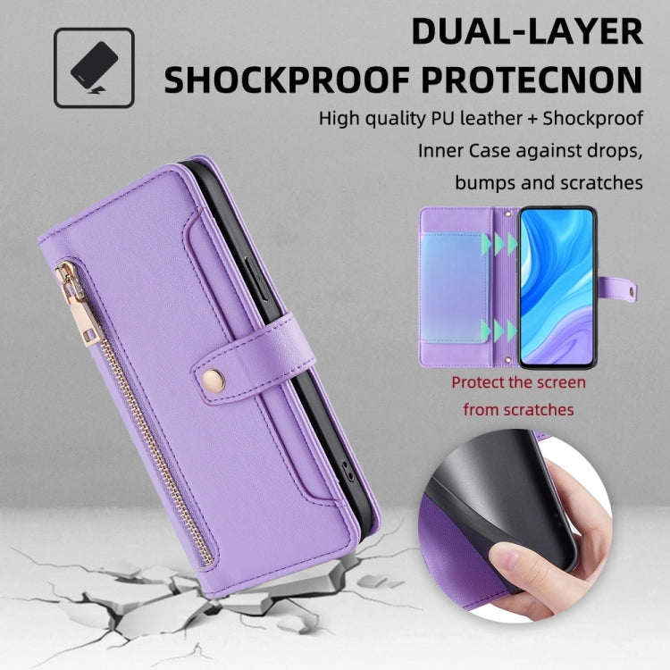 For Huawei P Smart Z / Enjoy 10 Plus Sheep Texture Cross-body Zipper Wallet Leather Phone Case(Purple) - Huawei Cases by PMC TechLife | Online Shopping South Africa | PMC TechLife | Buy Now Pay Later Mobicred