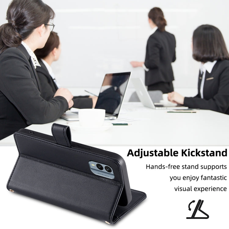 For Nokia X30 5G Sheep Texture Cross-body Zipper Wallet Leather Phone Case(Black) - Nokia Cases by PMC TechLife | Online Shopping South Africa | PMC TechLife | Buy Now Pay Later Mobicred