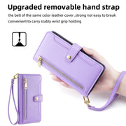 For Honor 80 Sheep Texture Cross-body Zipper Wallet Leather Phone Case(Purple)