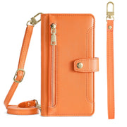 For Honor 10X Lite Sheep Texture Cross-body Zipper Wallet Leather Phone Case(Orange)
