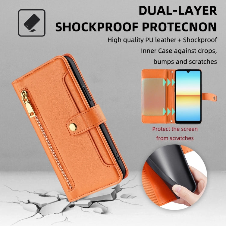For Sony Xperia Ace III Sheep Texture Cross-body Zipper Wallet Leather Phone Case(Orange) - Sony Cases by PMC TechLife | Online Shopping South Africa | PMC TechLife | Buy Now Pay Later Mobicred